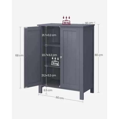 vasagle-dulap-baie-dulap-cu-2-usi-gri-60x30x80cm