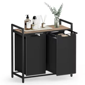   Coș de rufe, 2 compartimente, cu geantă extensibilă și detașabilă, cadru metalic, 2x46L