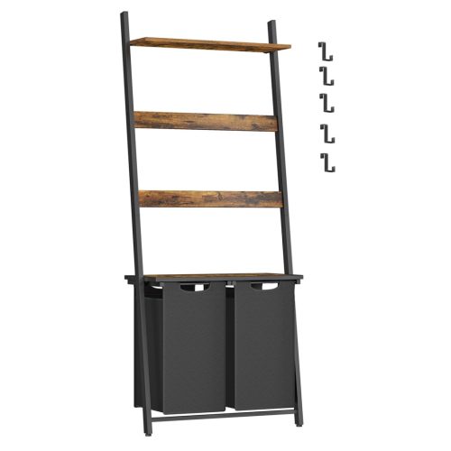 vasagle-cos-de-rufe-murdare-2x46l-cu-raft-si-carlige-maro-rustic-si-negru
