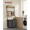 vasagle-cos-de-rufe-murdare-2x46l-cu-raft-si-carlige-maro-rustic-si-negru