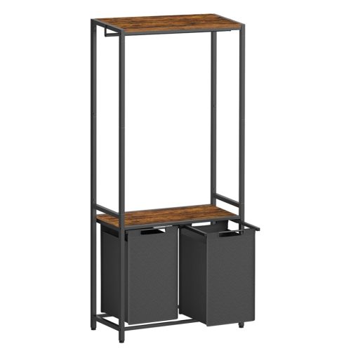vasagle-cos-de-rufe-cu-doua-compartimente-si-suport-pentru-haine-detasabil-2x46l-maro