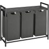 vasagle-cos-de-rufe-cu-3-compartimente-si-sac-de-depozitare-detasabil-3x38l-negru