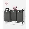 vasagle-cos-de-rufe-cu-3-compartimente-si-sac-de-depozitare-detasabil-3x38l-negru