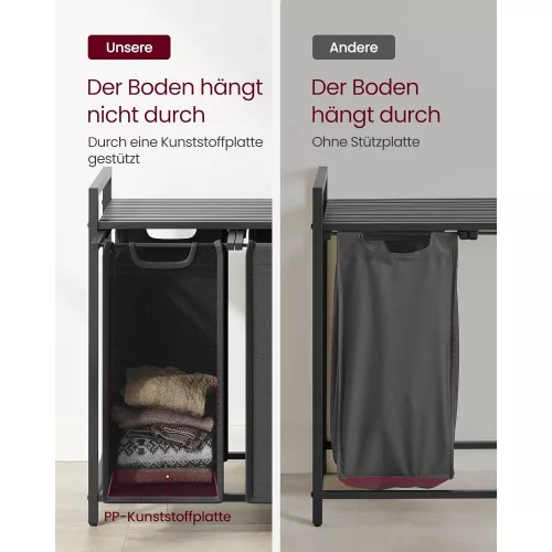 vasagle-cos-de-rufe-cu-3-compartimente-si-sac-de-depozitare-detasabil-3x38l-negru
