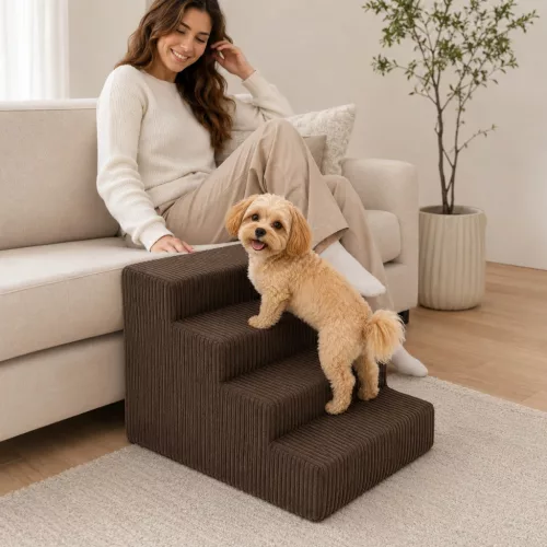 COZIA CORD scări pentru câini, 4 trepte, maro, 40 x 58 x 40 cm
