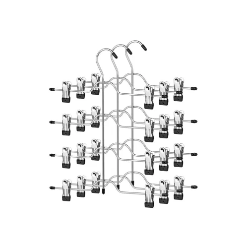 Set de umerase pentru pantaloni 3 buc, metalice, antiderapante, argintiu-negru, 37,5 x 33