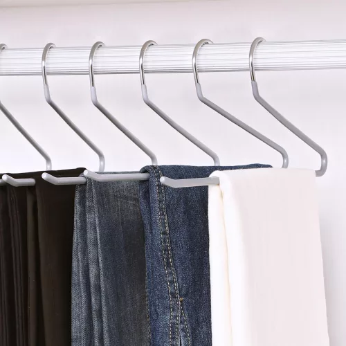 Umerașe pentru pantaloni, metal, 20 buc., antiderapante, economice de spațiu, gri