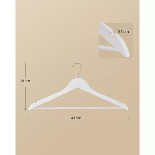 Umerașe din lemn, 30 buc., cu suport pentru pantaloni, cârlig rotativ 360°, mesteacăn