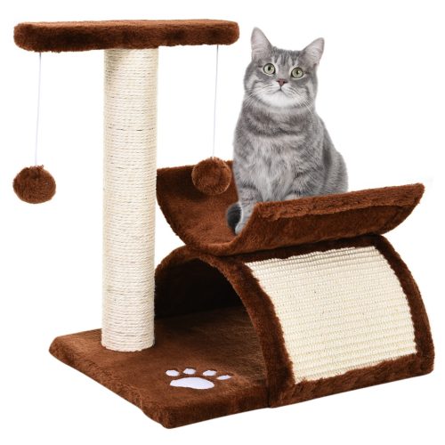 pawhut-mobilier-pisica-cu-tunel-suprafata-de-culcare-sisal-maro-40x30x43-cm