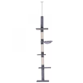 pawhut-stalp-de-catarat-pentru-pisici-ansamblu-de-zgariere-inaltime-reglabila-gri-40-x-34