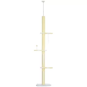 pawhut-stalp-de-zgariat-220260-cm-copac-cu-minge-de-jucarie-reglabil-pe-inaltime-galben