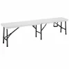 Bancă de grădină, set de 2, plastic alb, 28 x 183 x 44 cm