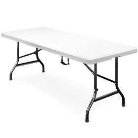   Masă de grădină pliabilă, din plastic, albă, 183 x 76 x 74 cm