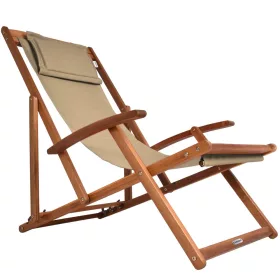Șezlong din lemn de acacia, crem, 94 x 60 x 94 cm
