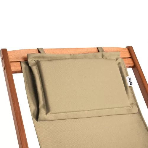 Șezlong din lemn de acacia, crem, 94 x 60 x 94 cm