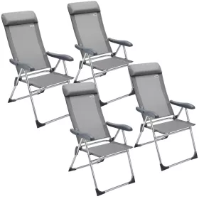 Set de 4 scaune metalice, aluminiu, argintiu, 57 x 109 cm