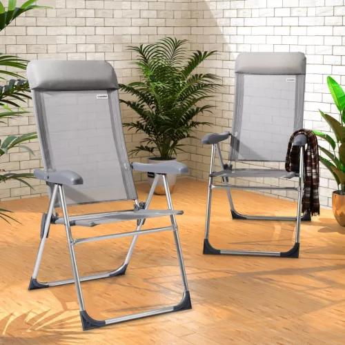 Set de 4 scaune metalice, aluminiu, argintiu, 57 x 109 cm