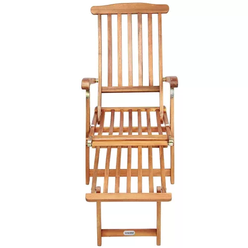 Șezlong din lemn de acacia, roșu, 169 x 54 x 95 cm