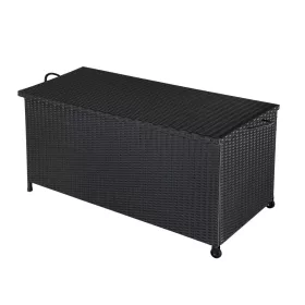   Ladă de depozit pentru grădină, poliratan, neagră, 117x53x60 cm