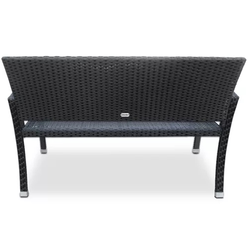 Bancă de grădină, polyrattan, neagră, 122 x 58 x 87 cm