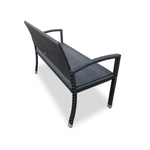 Bancă de grădină, polyrattan, neagră, 122 x 58 x 87 cm