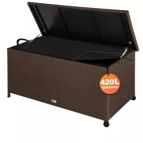   Ladă de depozit pentru grădină, polyrattan, maro, 117 x 53 x 60 cm