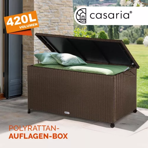 Ladă de depozit pentru grădină, polyrattan, maro, 117 x 53 x 60 cm