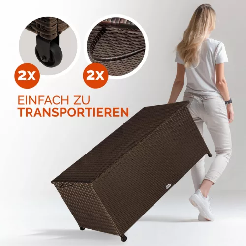 Ladă de depozit pentru grădină, polyrattan, maro, 117 x 53 x 60 cm
