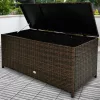 Ladă de depozit pentru grădină, polyrattan, maro, 117 x 53 x 60 cm