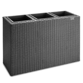 Suport De Flori, polyrattan, negru, 83 x 30 x 60 cm