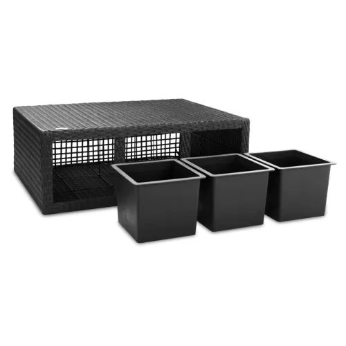 Suport De Flori, polyrattan, negru, 83 x 30 x 60 cm