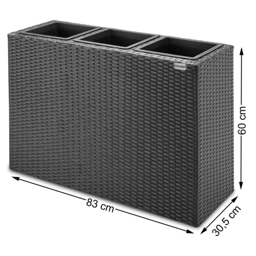 Suport De Flori, polyrattan, negru, 83 x 30 x 60 cm