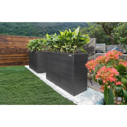 Suport De Flori, polyrattan, negru, 83 x 30 x 60 cm