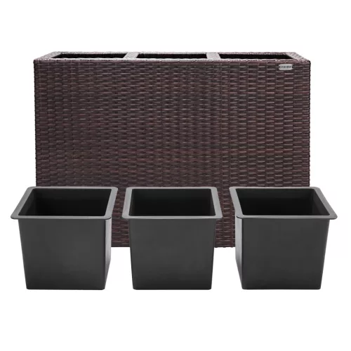 Suport De Flori, polyrattan, maro, 30 x 83 x 60 cm