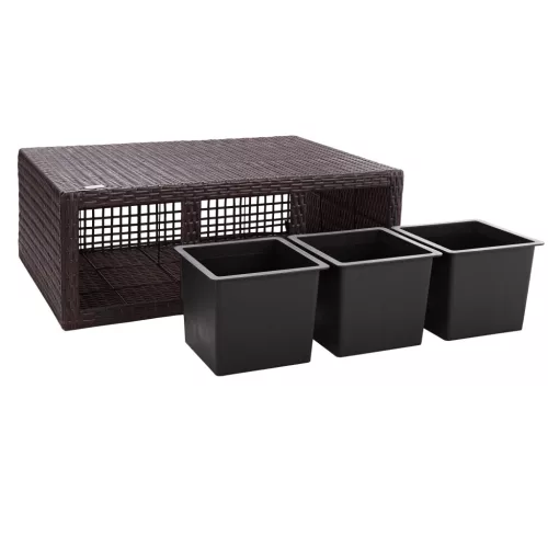 Suport De Flori, polyrattan, maro, 30 x 83 x 60 cm