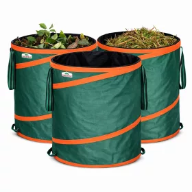 Sac pentru deșeuri de grădină, set de 3, verde, 85 litri