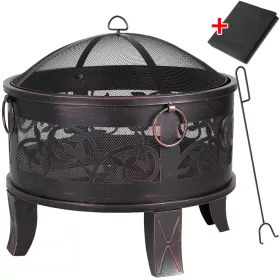 Bol pentru foc, din oțel, 66 cm, stil antic, negru