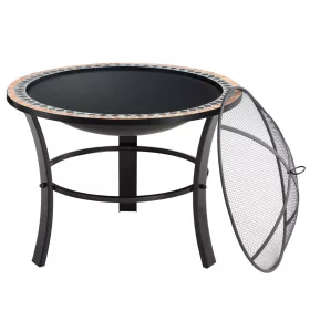 Bol pentru foc, din oțel mozaic, 76 cm, negru