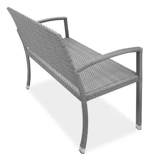 Bancă de grădină, polyrattan, gri, 122 x 58 x 87 cm