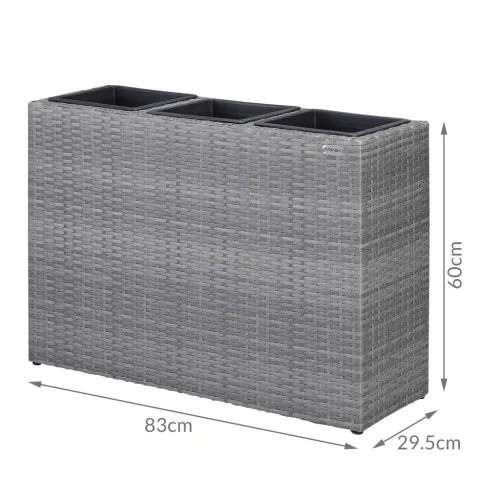 Suport De Flori, polyrattan, gri, 30.5 x 83 x 60 cm