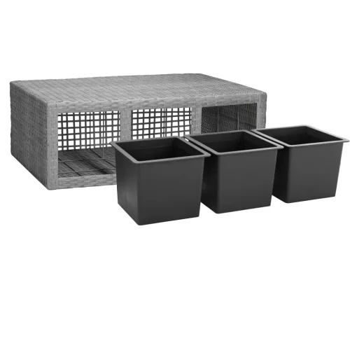 Suport De Flori, polyrattan, gri, 30.5 x 83 x 60 cm