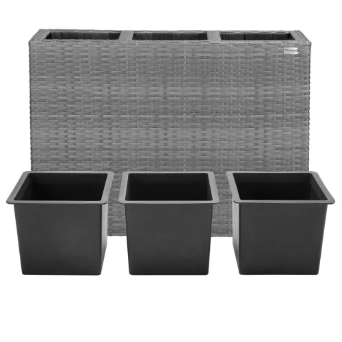 Suport De Flori, polyrattan, gri, 30.5 x 83 x 60 cm