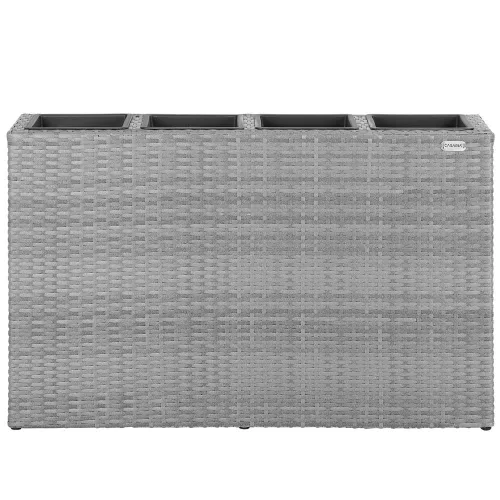 Suport De Flori, polyrattan, gri, 27 x 95 x 60 cm