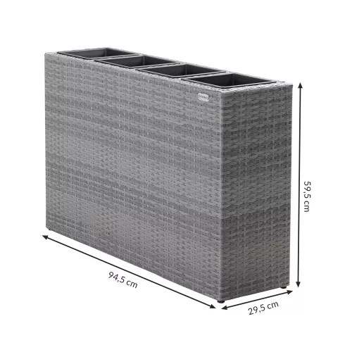 Suport De Flori, polyrattan, gri, 27 x 95 x 60 cm