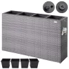 Suport De Flori, polyrattan, gri, 27 x 95 x 60 cm