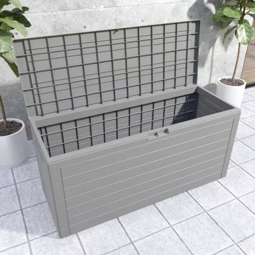 Ladă de depozit pentru grădină, 280 litri, gri, waterproof, 43 x 116 x 55 cm