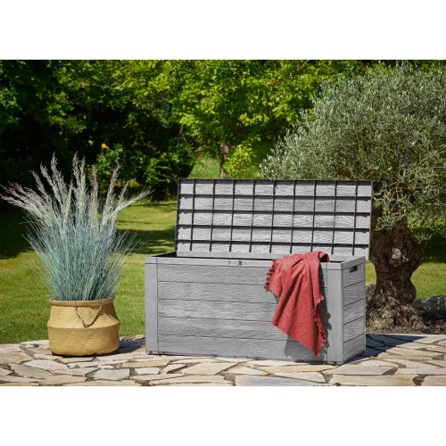 Ladă de depozit pentru grădină, 280 litri, gri, waterproof, 43 x 116 x 55 cm