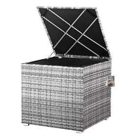   Ladă de depozit pentru grădină, poliratan, gri, 318 litri, waterproof, 75 x 75 x 70 cm