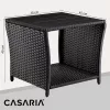 Masă de grădină mică, din polyrattan, neagră, 45 x 45 x 40 cm