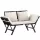 Bancă de grădină, din polyrattan, negru și crem, 176 x 56 x 81 cm